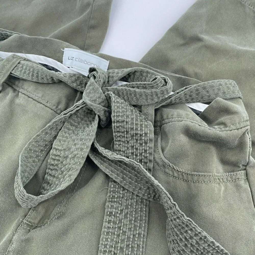 Liz Claiborne Pants 4 Womens Classic Paper Bag Self Tie Ladies Green Lyocell